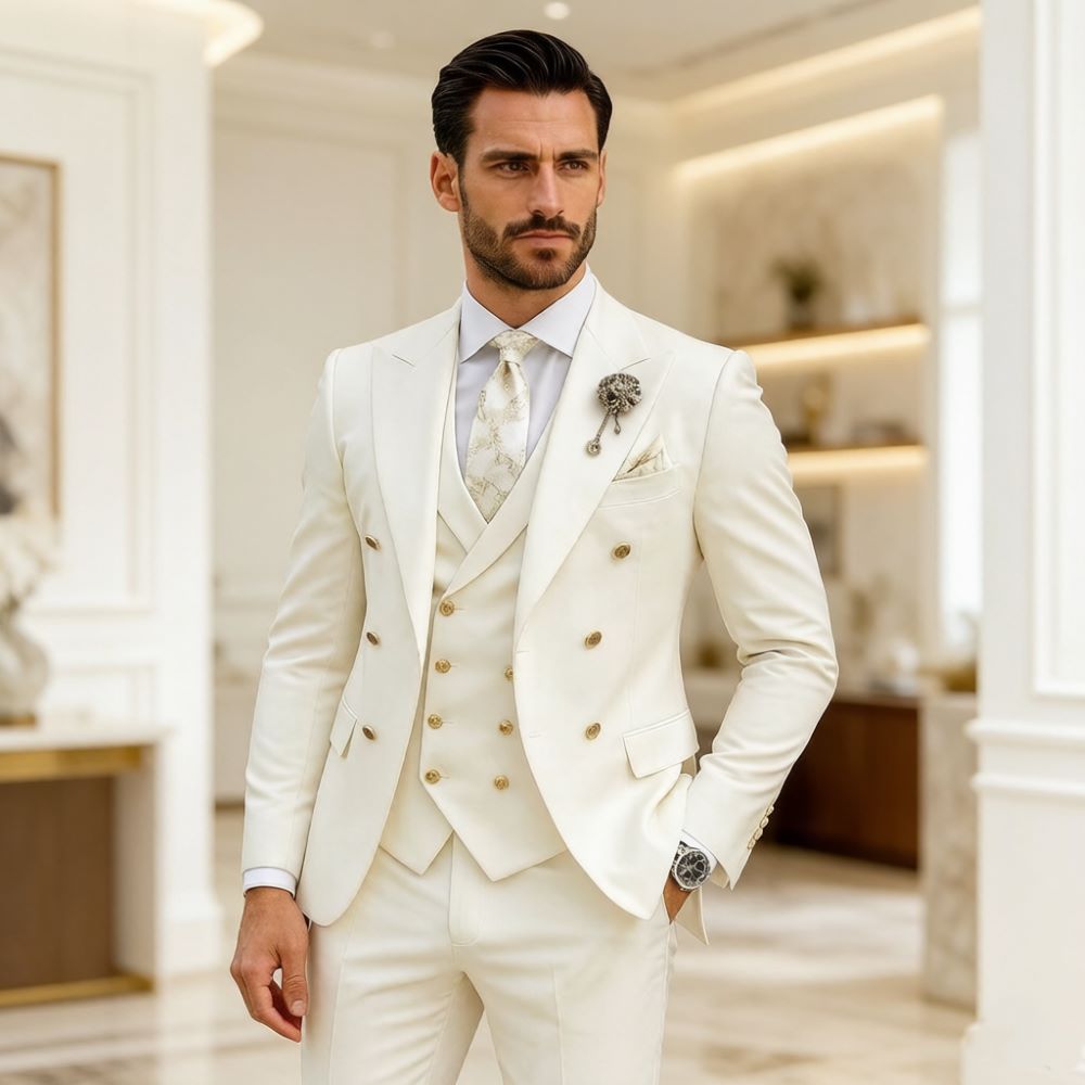 Men Formal Wear For Wedding - Abito da Sposo Uomo Color Avorio