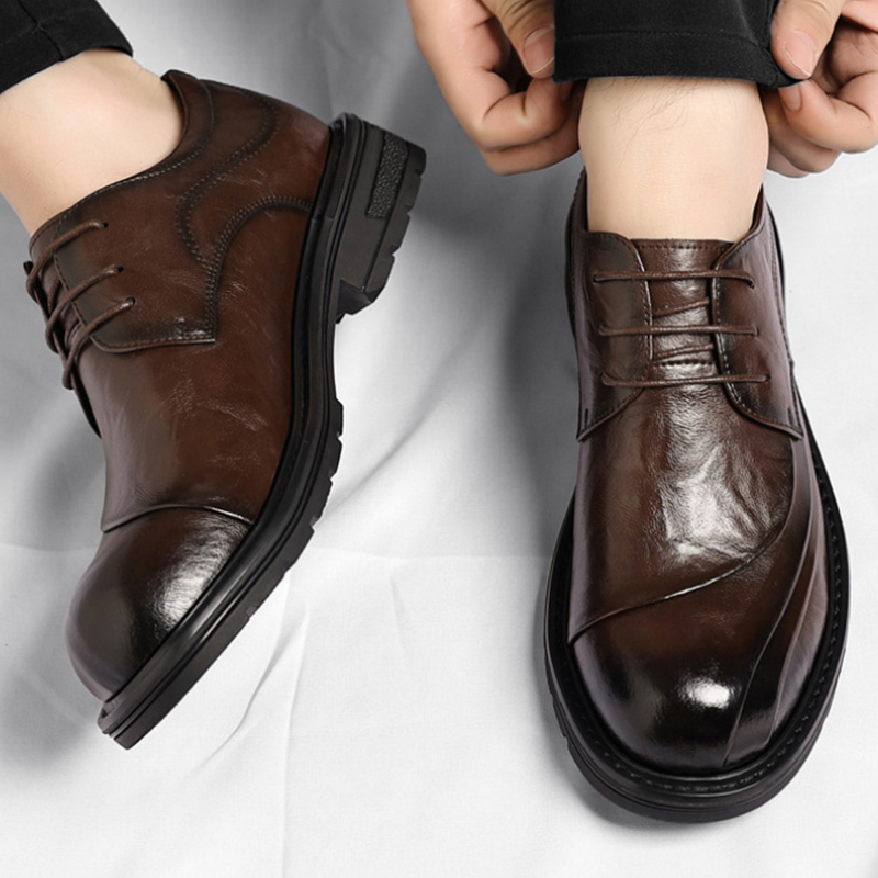 Men Formal Wear For Wedding - Scarpe stringate in vera pelle marrone