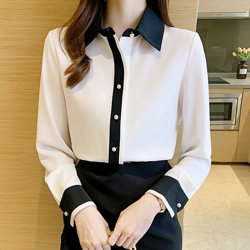 Men'S Formal Style - Camicia in chiffon bianco per donna