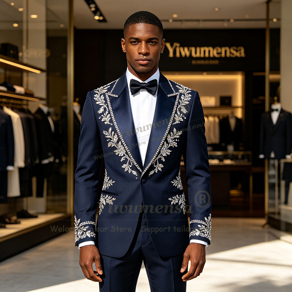 Men Formal Wear For Wedding - Eleganti Abiti Blu Navy da Uomo,